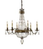 Paris 6 Arm Antique Bronze Crystal Chandelier